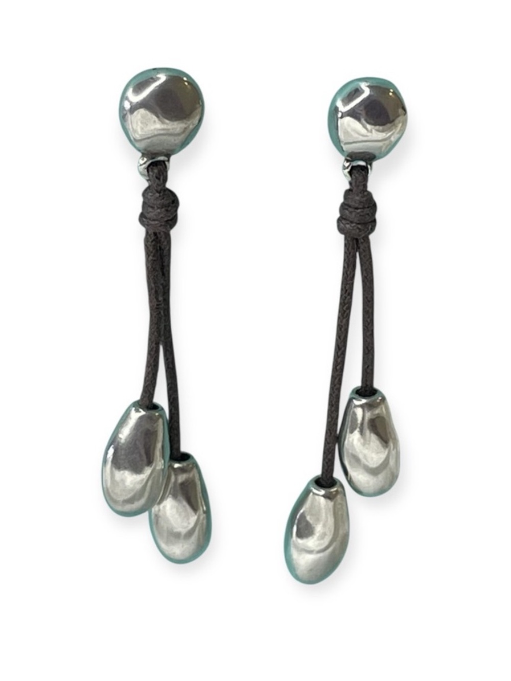 Uno de 50 silver ball dangle earrings